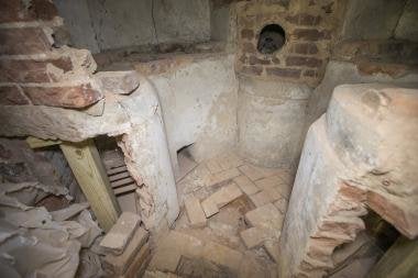 The hearth discovered in the Rotunda at the University of Virginia.