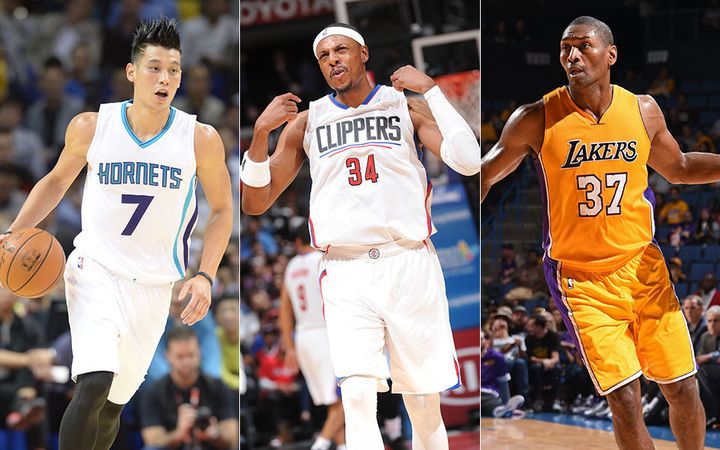 New additions Jeremy Lin (in Charlotte, far left), Paul Pierce with the Clippers and Metta World Peace returning to the Lakers will be fun for NBA fans, if nothing else.