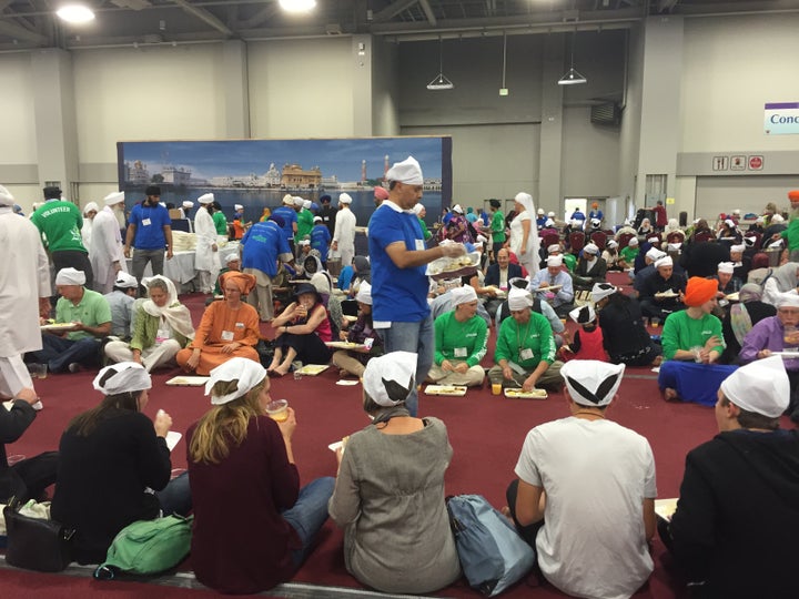 Thousands partook of a free langar meal on Saturday, Oct. 17, 2015, during the Parliament of the World's Religions.