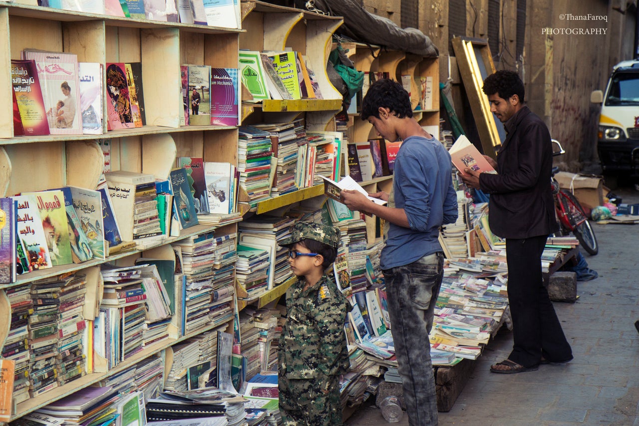 Without electricity, many residents turn to book shops like this one, seen on May 10, 2015.