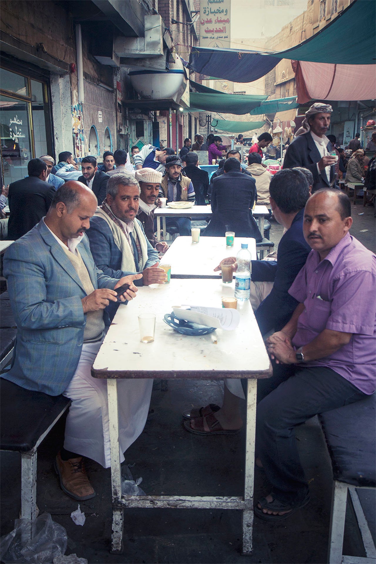 The "street of restaurants," a place for all people, regardless of their social status, to meet, eat, and talk politics, is seen in May 2015.