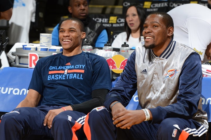 Kevin Durant, right, has the luxury of another top-10 player in Russell Westbrook.