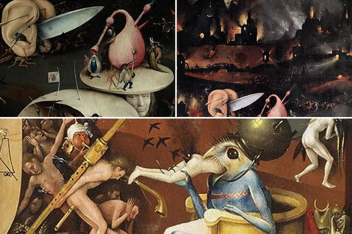 Hieronymus Bosch, "The Garden of Earthly Delights," details, 1480-1505