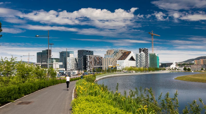 A pedestrian pathway in Oslo. 