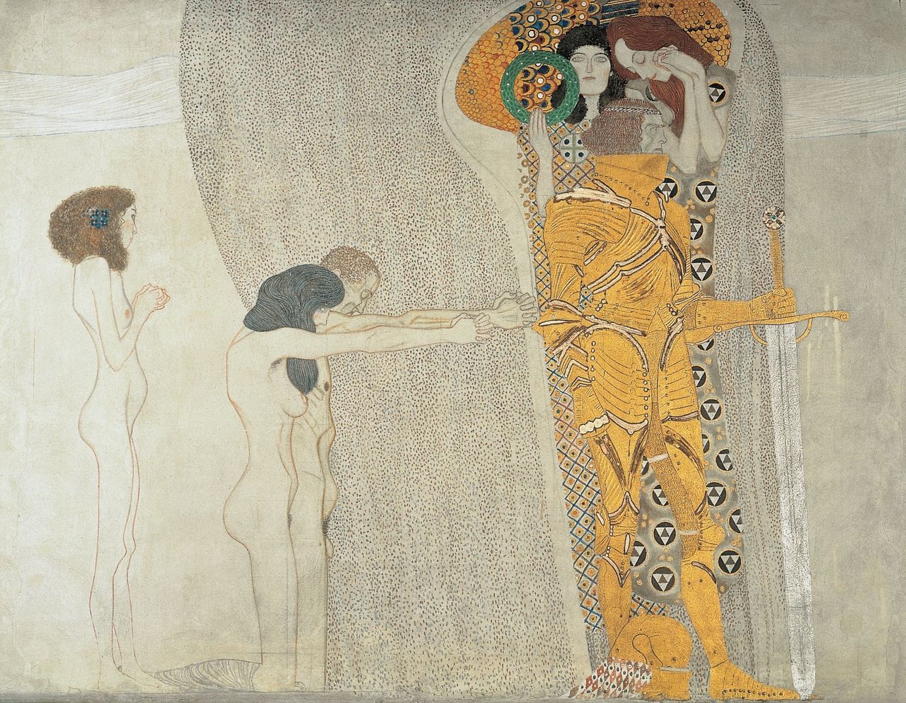 Beethofen Frieze. Cutout with figural compositions. By Gustav Klimt. 1902.