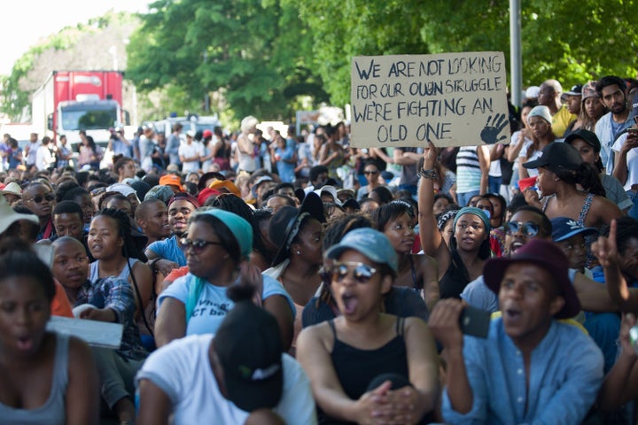 Students were protesting a plan by South African universities to increase tuition fees by up to 11.5 percent, which was criticized as a move that would further disadvantage black students.