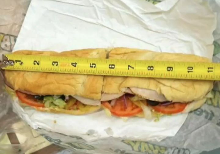 Matt Corby's photo, which went viral on Facebook, shows a Subway Footlong sandwich measuring only 11 inches.