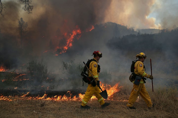 Firefighters battled the Rocky Fire in California's Lake County.