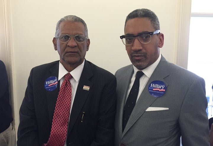 Alex Sanchez, right, came to the hearing to thank Clinton for her support for the James Zadroga Act. He was going to the office of Sen. Marco Rubio (R-Fla.) afterwards to lobby the Florida Republican on the bill.