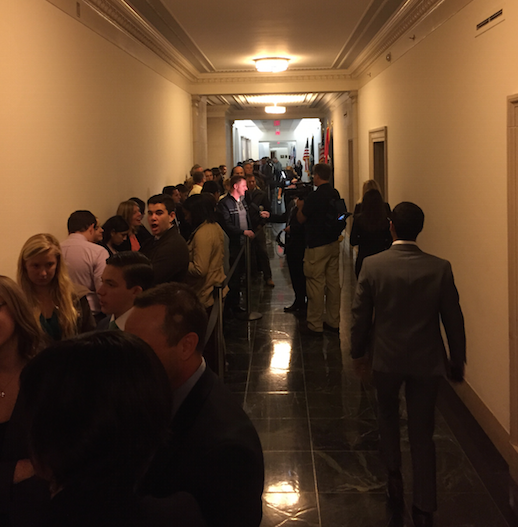 The line at 8:30 a.m. to attend the Benghazi hearing featuring Hillary Clinton.