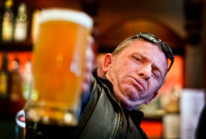 Adam Hope won a beer stein holding competition at Decanta Tapas Bar in New Plymouth, New Zealand.