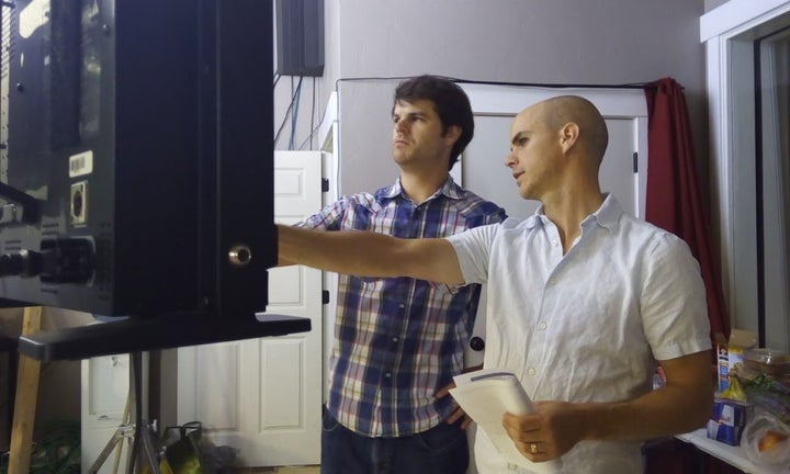 <em>Daniel and Jeffrey Harmon on the set of the "Squatty Potty" shoot</em>