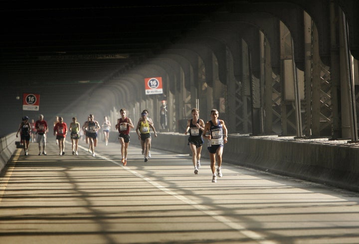 Runners on the Queensboro Bridge.