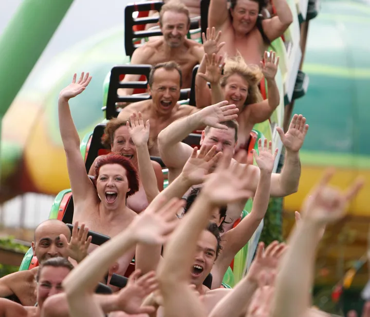 Naked Rollercoaster Riders Bare Charitable Streak NSFW