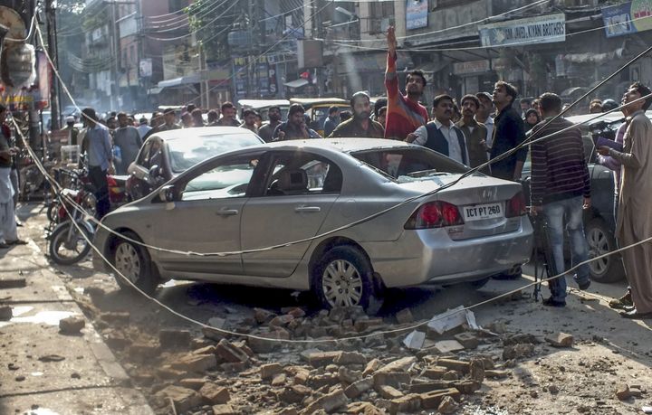 Debris of buildings line the streets of Rawalpindi, Pakistan.