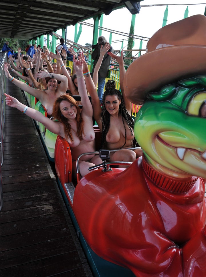 Naked Rollercoaster Riders Bare Charitable Streak NSFW