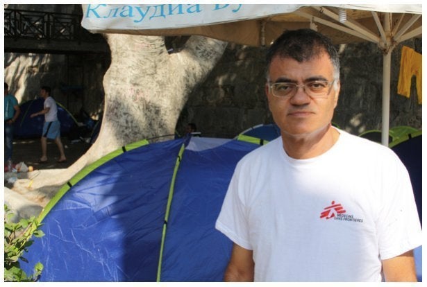 Interpreter Stephanos Stephanidis is the voice of both the aid workers and the refugees.