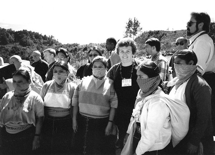 Sister Joan Chittister, center, with Native women in Chiapas, Mexico, in 1998.