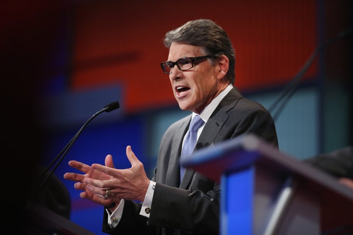 Former Texas Gov. Rick Perry (R) just barely didn't make the cut for the main stage in the first Republican debate in August.