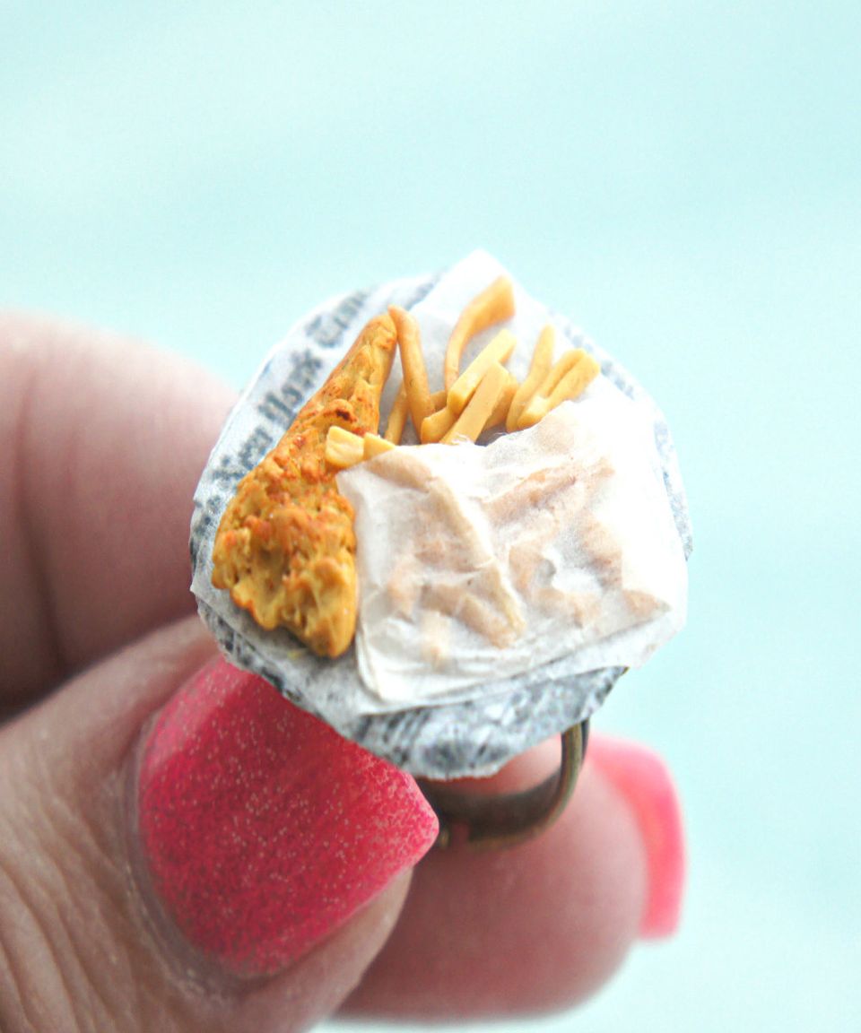 A miniature fish and chips ring is actual perfection.