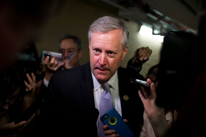 Rep. Mark Meadows, R-N.C., talks with reporters after a meeting of the House Republican Conference in the Capitol, October 21 2015.