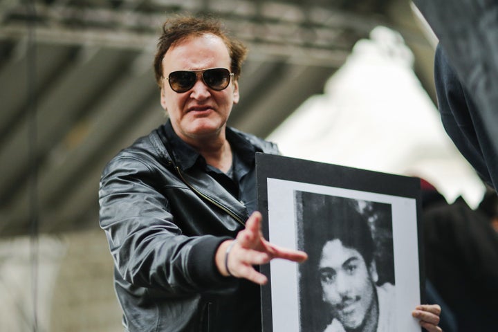 Director Quentin Tarantino takes part in a march against police brutality called "Rise Up October" on Oct. 24 in New York. Campaigners demanding an end to police killings of unarmed suspects demonstrated and marched through Manhattan.