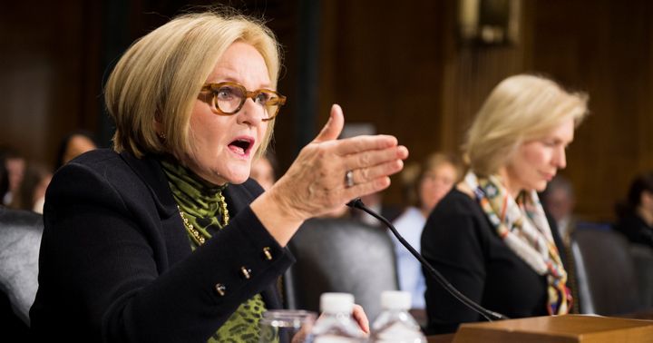 Sen. Claire McCaskill (D-Mo.) and Sen. Kirsten Gillibrand (D-N.Y.) testify during a Senate hearing on campus sexual assault.