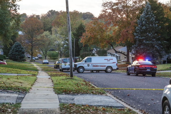 Police on the scene near where Amonderez Green, 18, was found with a gunshot wound to the face.