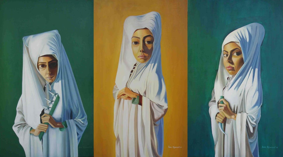 The painter Sana Arjumand earned notice for incorporating the Pakistani flag into eerie scenes of isolation. As she and the c