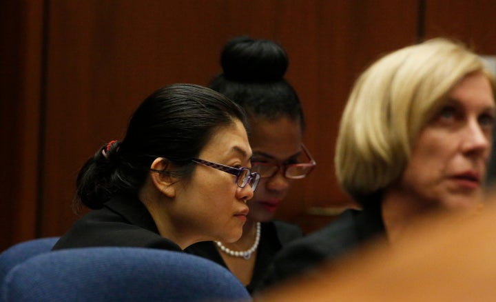 Defendant Hsiu-Ying 'Lisa' Tseng, left, listens during jury instructions along with her defense attorney Tracy Green (R) at the beginning of closing arguments in the trial of Hsiu-Ying 'Lisa' Tseng in Los Angeles County Superior Court on October 14, 2015 in Los Angeles, California.