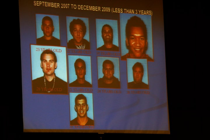 The prosecution shows young men who died from prescription drug overdoses written by Dr.Hsiu-Ying 'Lisa' Tseng during the pro