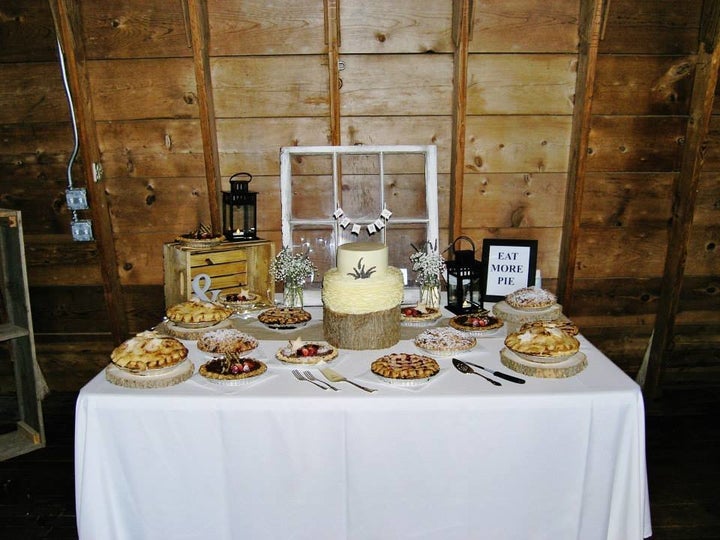 The dessert table at the couple's actual wedding.