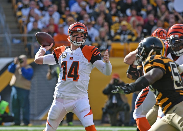 Cincinnati Bengals quarterback Andy Dalton throws a pass during a 16-10 win over the Pittsburgh Steelers on Nov. 1, 2015.