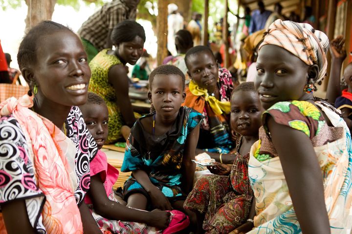 Women and children wait at a Doctors Without Borders hospital in Leer, South Sudan.