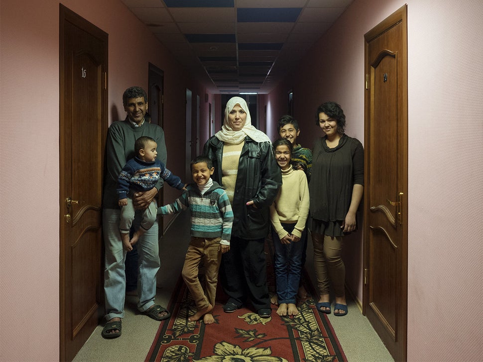 The Alsaid family at The Polar Light Hotel in Nickel. Nickel, Russia. October 2015.