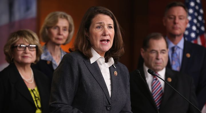 U.S. Rep. Diana DeGette (D-CO) (C) speaks while flanked by other pro-abortion rights colleagues on Capitol Hill. 