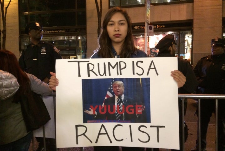 Gabriela Bermudez came to the protest with the NYU Dream Team.