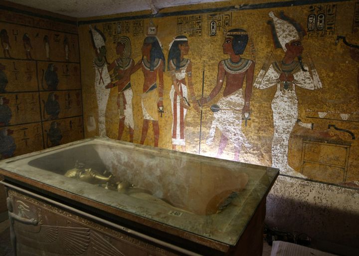The wall on the other side of King Tut's sarcophagus could be hiding the entrance to a secret chamber. 