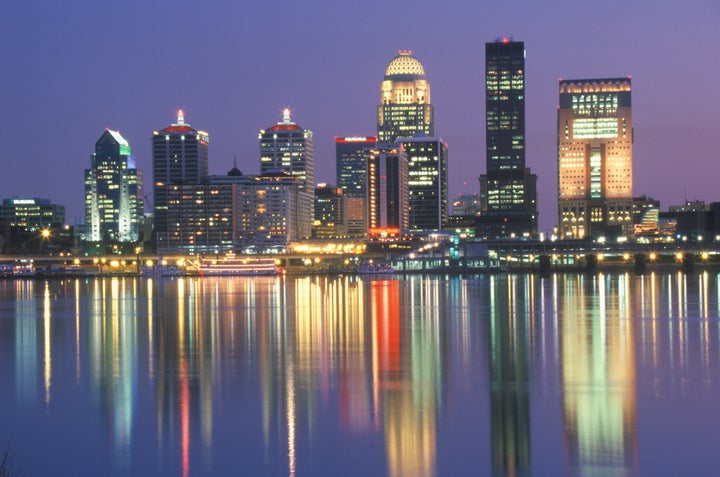 The Louisville, Kentucky, skyline.