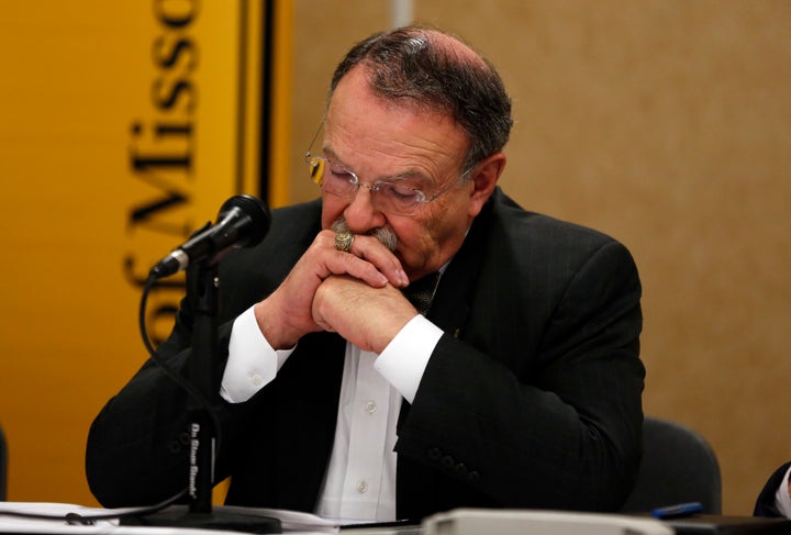 University of Missouri Chancellor R. Bowen Loftin, pictured at an earlier news conference, announced his resignation Monday.