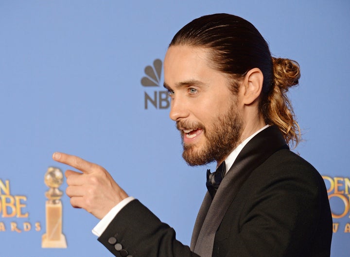 Jared Leto pointing at all the men wearing man buns in Williamsburg. 