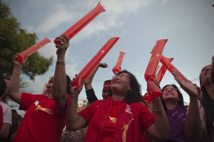 Despite the NLD's win, the military will still have a heavy presence. The constitution bans Suu Kyi from becoming president b