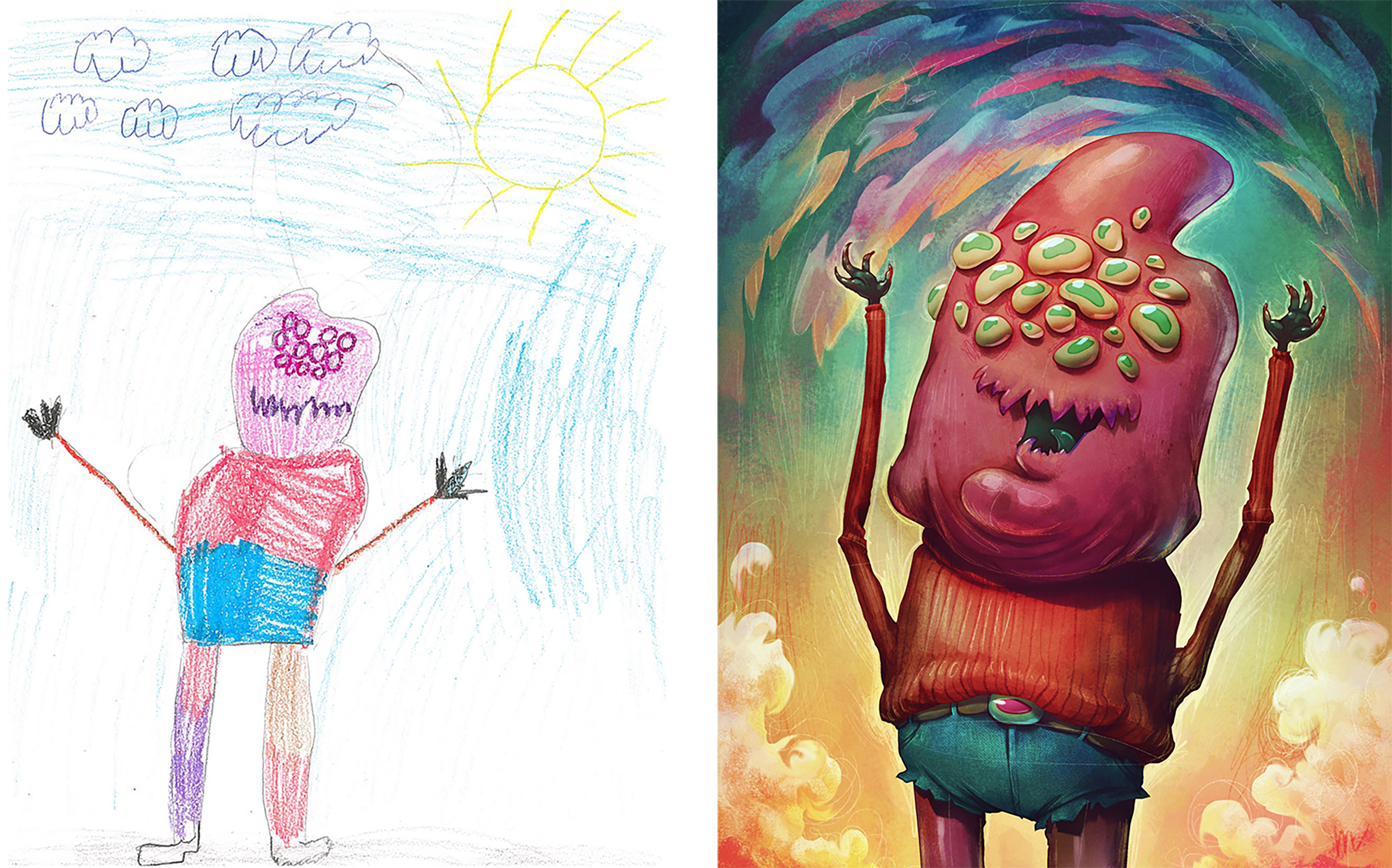 Artists Recreate Kid Monster Drawings | henryherz.com