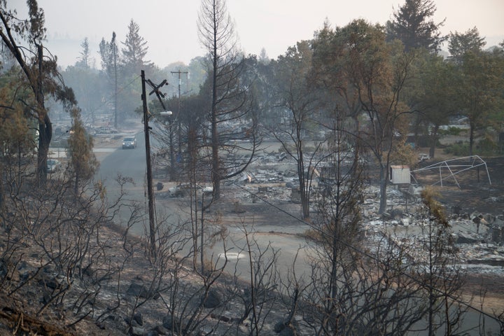 The ruins of homes that burned in the Valley Fire in Middletown, California.