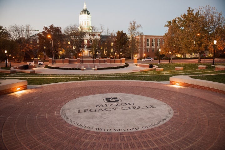 Mizzou Legacy Circle is seen on the campus of University of Missouri in Columbia, Missouri. The campus was deserted on Wednesday following multiple threats and rumors swirling online.