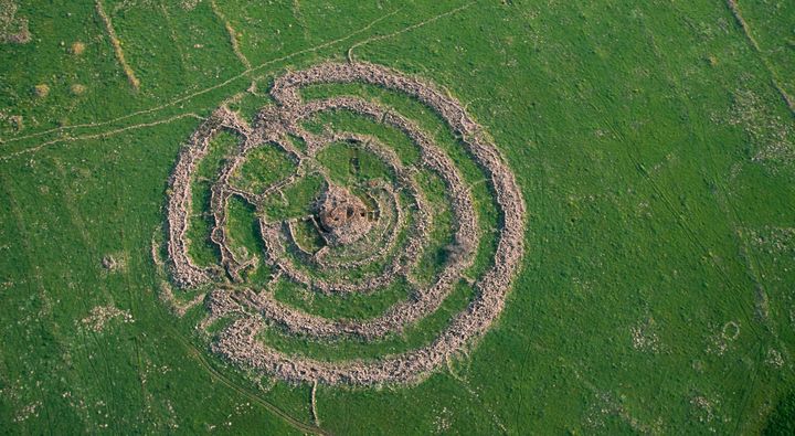 Rujm el-Hiri, a mysterious 5,000-year-old stone formation in the Golan Heights. It's roughly the same age as Stonehenge. 