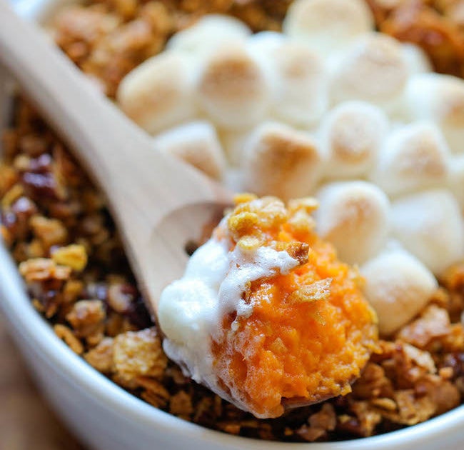<strong>Get the <a href="http://damndelicious.net/2013/11/20/sweet-potato-casserole/" target="_blank" rel="noopener noreferrer">Cornflake-Topped Sweet Potato Casserole recipe</a> from Damn Delicious.</strong>