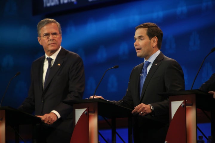 Former Florida Gov. Jeb Bush and Sen. Marco Rubio (R-Fla.) have used different tactics to get around the ban on coordination between campaigns and super PACs.