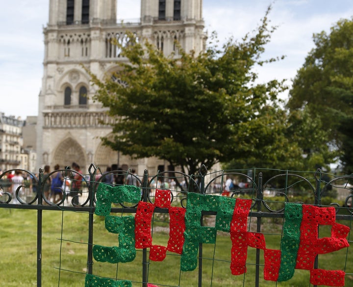 A picture taken on Aug. 26, 2015, in Paris shows the name of Sophie Scholl set in a street sign by a French feminist organization to draw attention to the fact that only 2.6 percent of Parisian streets are named after women.