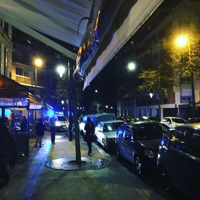 The scene outside the restaurant Philou, close to where shots were heard in Paris, France on November 13, 2015.